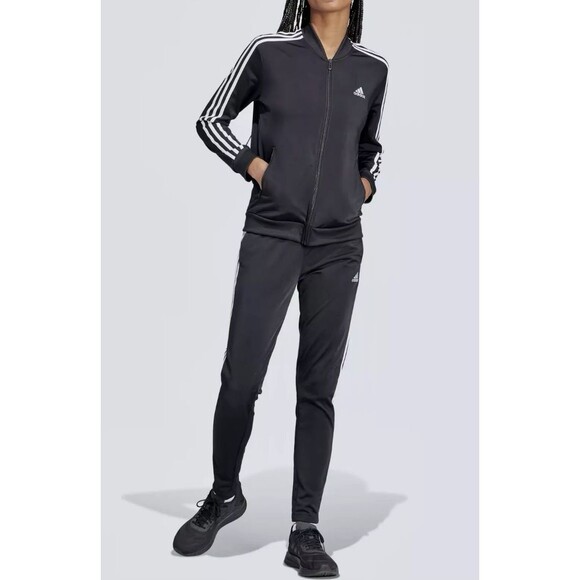Adidas GM5534 Women Originals Essentials 3-Stripes Track Suit Black Size Medium - Picture 1 of 9